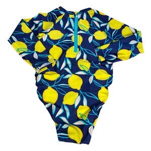 Cat & Jack navy blue lemon print rash guard one piece swimsuit SIZE 3T